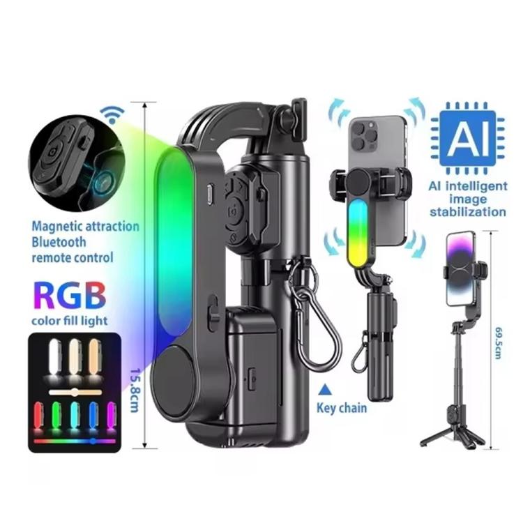 Q33 Remote Control Photography Mini Tripod Selfie Stick Stabilizer Anti-Shake with Fill Light