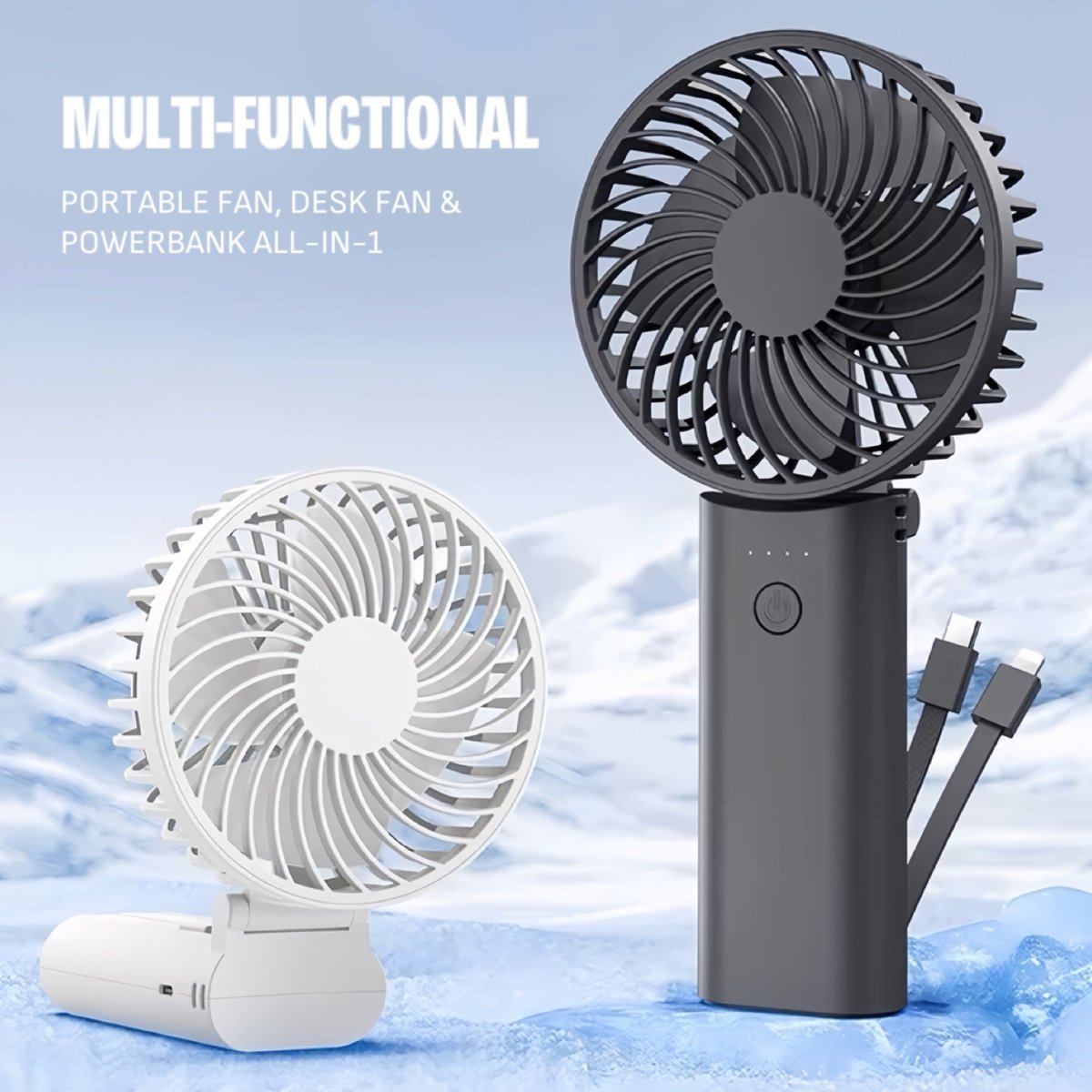 2-in-1 Portable High-speed Cooling Mini Fan with Power Bank, Foldable Table Fan-1