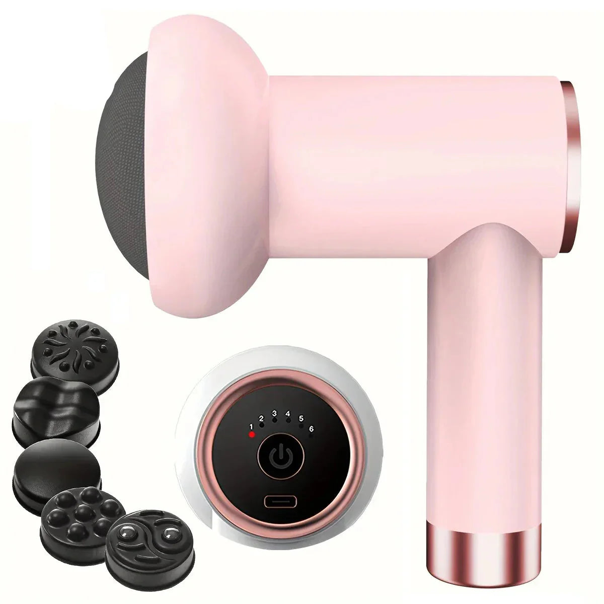 6-Speed Rechargeable Mini Massage Gun Fat-Reducing, Relaxation Tool Pink-0