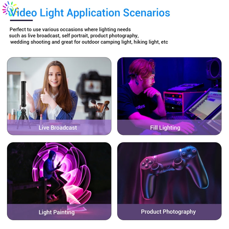 LBNIFTY P100 RGB Photo Video Light Stick Handheld Fill Light with Remote Control & Grid Softbox