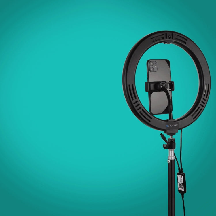 LBNIFTY -PULUZ 1.1m Tripod Mount + 10.2 inch 26cm RGBW LED Ring Vlogging Video Light  Live Broadcast Kits with Remote Control & Cold Shoe Tripod Ball Head & Phone Clamp